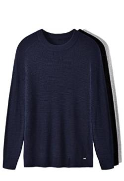 ZHILI Herren Pullover mit Rundhalsausschnitt, leicht, atmungsaktiv, weich, Thermo, einfarbig, enganliegend, Raglan-Langarm-Pullover für Männer, navy, 4X-Groß von ZHILI