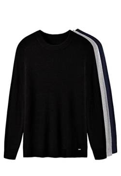 ZHILI Herren Pullover mit Rundhalsausschnitt, leicht, atmungsaktiv, weich, Thermo, einfarbig, enganliegend, Raglan-Langarm-Pullover für Männer, schwarz, 3X-Groß von ZHILI