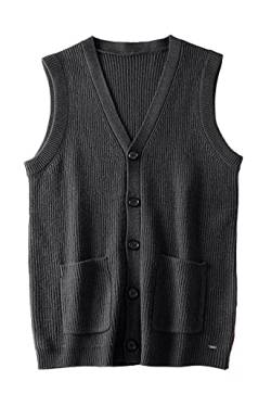 ZHILI Herren Tank Top V-Ausschnitt ärmellose Strickjacke großer Pullover_Dunkelgrau_3X-Groß von ZHILI