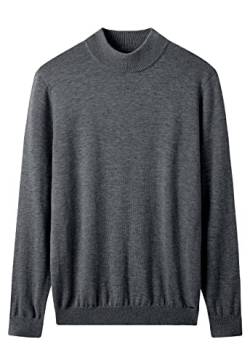 ZHILI Mock Neck Pullover Winter Herren Warm Merino Reine Wolle Gestrickt_Grau_XXX-Large von ZHILI