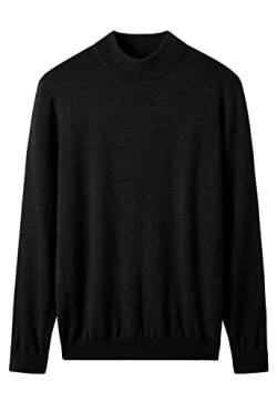 ZHILI Mock Neck Pullover Winter Herren Warm Merino Reine Wolle Gestrickt_Schwarz_X-Large von ZHILI