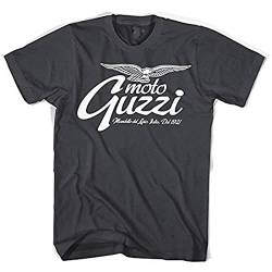 Fashion Moto Guzzi Mandello Lario Mens T Shirt Cotton Printed Short Sleeves Funny Graphic Tee Shirt Round Neck Casual Clothing Black L von ZHINAN