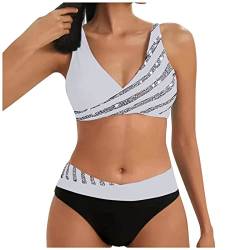 ZHISHIMEIM Bikini-Sets für Damen, gepolstertes Bikini-Oberteil und High Waist Bikini-Unterteile, bescheidene Badebekleidung, elastische, gerippte Bademode, weicher Sport-Schwimmanzug von ZHISHIMEIM