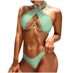 ZHISHIMEIM Bikinis-für-Damen-Badeanzug-modisch-Einfarbig-Push-up-Bikini-Damen-Set-BH-Damen-mit-Bügel-Geteilt-Sexy-Brazilian-Bikini von ZHISHIMEIM