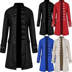 ZHISHIMEIM Mantel Herren Lang Slim Fit Barock Gothic Mittelalter Stehkragen Parka Jacke Festival Feierparty Große Größen Winter WäRme Herrenmäntel Einreiher von ZHISHIMEIM