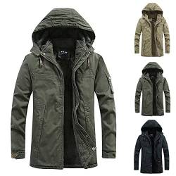 ZHISHIMEIM Winterjacke Herren Mit Kapuze Winter Wärme Fleece Gefütterte Baumwolle Parka Schneefeldjacke Mit Reißverschluss Funktionsjacke Große Größe Lose Mantel von ZHISHIMEIM