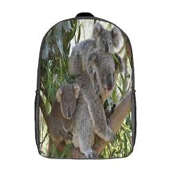 ZHIVIQ Koala Rucksäcke Tasche, Kinder-Schulrucksack Schüler-Schultasche, 3D Casual Reiserucksack Wildtiere Büchertasche,für Kinder Geschenk Kinder Schultaschen 17inch von ZHIVIQ