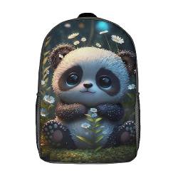 ZHIVIQ Panda Rucksack 3D-Druck Büchertaschen Für Jungen Schulrucksack Große Kapazität Casual Reiserucksack Kinder Cute Panda Büchertasche Jungen Mädchen 17inch von ZHIVIQ