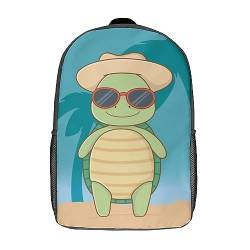 ZHIVIQ Turtles Rucksack Tasche Für Kinder, Große Kapazität Büchertaschen, Tagesrucksack ，Casual Reiserucksack 3D-Druck Cartoon Animal Schulrucksack Für Jungen Mädchen 17inch von ZHIVIQ