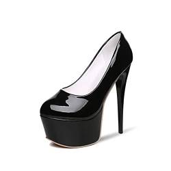 Frauen Sexy High Heels Pumpen Große hochhackige Schuhe Plattform Nachtclub Pumps,Schwarz,48 EU von ZHLONG