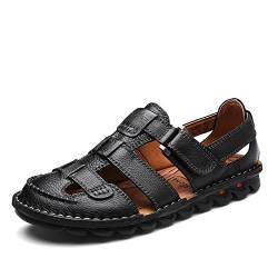 ZHNSHM Herren Sommer Casual Geschlossene Zehe Leder Sandalen Outdoor Fischer Einstellbare Strand Schuhe von ZHNSHM