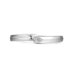 Damen Ring Herz Zirkonia weiß aus 925 Sterling Silber verstellbar 16,1-17,7mm von ZHOU LIU FU