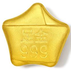 ZHOU LIU FU 24 Karat massiver Goldbarren, echtes reines Gold Barren Bohne Stern Herz Liebe Investition Gold für Frauen Männer Teenager Mädchen (1g, Stern) von ZHOU LIU FU
