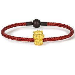 ZHOU LIU FU 24K festes Gold armband, echter reines Goldschmuck Charm Armband Zodiac Tiger Kette für Frauen Teen Mädchen (19cm, Tiger mit Kürbis) von ZHOU LIU FU