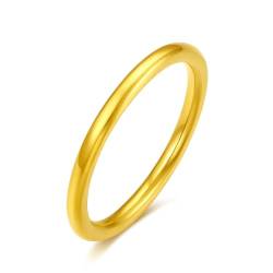 ZHOU LIU FU 24ct Gelbgold einfache Ringe Unisex Minimalist Schmuck Paar Ringe Multi -Size -Komfort Finger Ringe Versprechen Ringe für Männer Männer (mit Geschenkbox) von ZHOU LIU FU