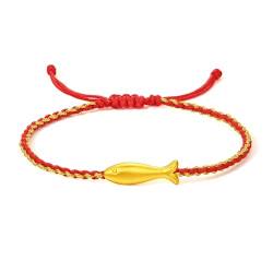 ZHOU LIU FU 24k Festes Goldarmband Goldfisch Charm Red Armband für Frauen Mädchen Trendy Schmuck Geschenke von ZHOU LIU FU