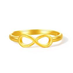 ZHOU LIU FU 24k Gold Infinity Ring für Frauen zeitloser Stil verstellbarer Ring mit Schmuckschachtel für Frauen Mädchen Mutter Frau Geburtstag Jubiläum von ZHOU LIU FU