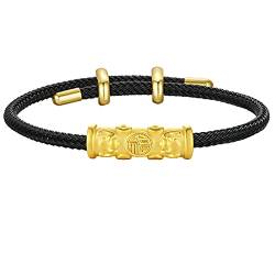 ZHOU LIU FU Armband aus 24K Massivgold, echter Schmuck aus reine Gold Charm Armband Glücksbringer Sanskrit Segens für Damen Herren Teenager Mädchen (23cm, Segen) von ZHOU LIU FU
