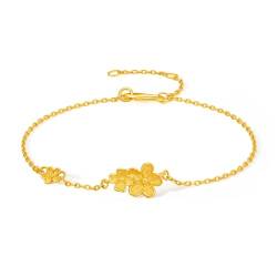 ZHOU LIU FU Blumenkette Armband für Frauen 24k Gold Blumenarmband Geschenke Teen Girls Girlfriends Zaubere elegante reine Gold Fashion Link Armband Solid Gold Schmuck von ZHOU LIU FU