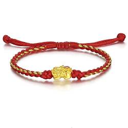 ZHOU LIU FU Feng Shui Armband Chinesisches Armband Feng Shui Pixiu Viel Glück Armbänder Pixiu ArmbäNder 999 Reines Gold Wealth Armband Amulett 16+6cm (Square Top) von ZHOU LIU FU