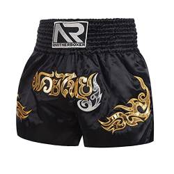 Box-Shorts, hohe Elastizität, atmungsaktiv, Muay Thai Cord Design, Kickbox-Shorts für Erwachsene und Kinder, Kampfshorts, Herrenbekleidung, Schwarz, XS von ZHOUBA