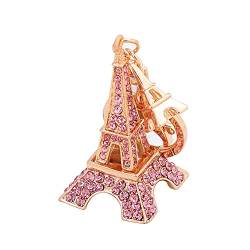 Zhouba Schlüsselanhänger für Damen, mit Strasssteinen, Eiffelturm Gr. Einheitsgröße, rose von ZHOUBA