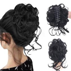 Curly Bun Hair, Stück natürliches ungeordnetes Brötchen Haare, Klauenclip, dicke Hochsteckfrisur -Schwarzhaarverlängerungen für Frauen, Schwarz von ZHOUBINGBING