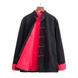 ZHOUXIAO Lose Tang Anzug Tai Chi Uniform Männer Chinesische traditionelle Kung Fu Kleidung Baumwolle Leinen Flügel Chun Kleidung, Langarm Hanfu Jacke Hemd Mantel Martial Arts black-6XL von ZHOUXIAO