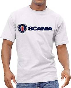 Men Casual Cotton T Shirts Scania Car SUV Truck Fashion Round Neck Tops White L von ZHUANG