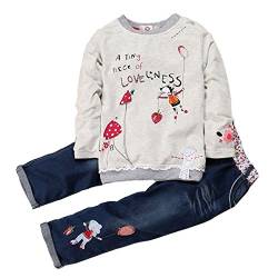 zhuannian Baby Mädchen Lange Ärmel Pullover Top und Jeans Outfit Set Gr. 80, grau von ZHUANNIAN