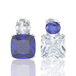 100% 925 Sterling Silber Saphir Erstellt Moissanite Ohrstecker für Frauen Hochzeitstag Feiner Schmuck weiß blau von ZHUDJ