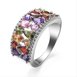 925 Silber Schmuck Ring Multicolor Topas Edelstein Weiblicher Ring Für Hochzeitsfest Geschenk Drop Shiping 8 Mischfarbe von ZHUDJ