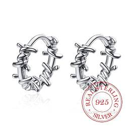 925 Sterling Silber Creolen Stacheldraht Ohrmanschette Clip auf S925 Ohrringe Geschenk für Frauen Mädchen Schmuck Silber von ZHUDJ
