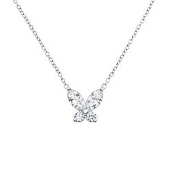 925 Sterling Silber Halskette für Frauen Diamant Schmetterling Schmuck Anhänger Kette   B. von ZHUDJ