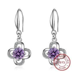 925 Sterling Silber Ohrringe Zirkonia Lucky Leaves Klee Ohrringe für Frauen von ZHUDJ