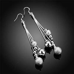925 Sterling Silber glatte matte Perlen Tropfen Ohrringe für Frau Hochzeit Verlobungsfeier Charme Schmuck von ZHUDJ