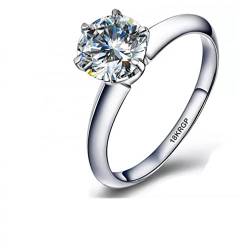 Ring mit 1 Karat natürlichem Zirkonia-Diamant-Hochzeits-Verlobungs-Schmuck für Frauen-Geschenk von ZHUDJ