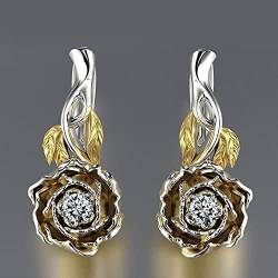 Rose Dangle Ohrringe für Frauen eingelegte runde Kristall Zirkonia Braut Hochzeit Ohrringe Statement Schmuck von ZHUDJ