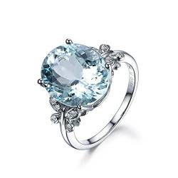 Silber 925 Schmuck Ring Aquamarin Party 925 Sterling Silber Ringe Schmuck Frau Hochzeit Geschenk 10 blau von ZHUDJ