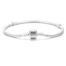 ZHUDJ Silber 925 Armband Edler Schmuck 3mm Weiches und glattes Charm Armband Kettenlänge 16cm-23cm   23cm Länge von ZHUDJ