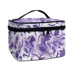 ZIATUBLES Make-up-Tasche, großes Fassungsvermögen, Kosmetiktasche für Damen, Kulturbeutel, Aufbewahrungstasche für Teenager, Zug, Hautpflege-Halter, Violette Vintage-Blume, Einheitsgröße von ZIATUBLES