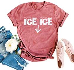 Ice Ice Baby Umstands-T-Shirt Frauen Schwangerschaft Ankündigung Shirt Lustige Brief Druck Schwangere Mama Tee Tops - Rot - Groß von ZIFOTA