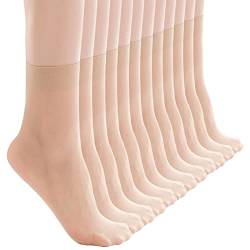 ZIHUA 12 Paar Nylon Socken Damen 39-42, Füßlinge, Schwarz, Hautfarben(Einheitsgröße, Hautfarbe) von ZIHUA