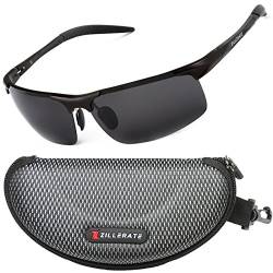 ZILLERATE Sonnenbrille mit polarisierten Gläsern für Männer & Frauen, Herren & Damen-Sonnenbrille für Radfahren, Angeln, Segeln, Wandern, UV-Schutz, leichter Metallrahmen [Schwarz] von ZILLERATE