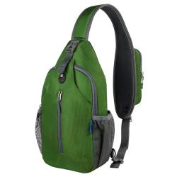 ZILUXI Brusttasche Sling Bag, Brusttasche Herren Kleiner Rucksack, Umhängetasche Sporttasche Reise Wander Daypack für Herren Damen(Color:Green) von ZILUXI
