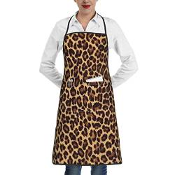 ZIMBRO Coole Cheetah Leopard Wasserdicht und fettdicht, Küchenschürze für Männer und Frauen, verstellbare Latzschürze, weiß, Einheitsgröße, Weiß, EinheitsgröÃŸe von ZIMBRO