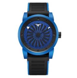 ZINVO Air Blade Moonlight Automatik Carbon Blau Schwarz Silikon Uhr Herren, Gurt von ZINVO