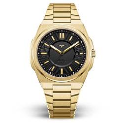 ZINVO Rival Gold Quarz Stahl IP Schwarz Datum Silikon Saphir Herren Uhr von ZINVO