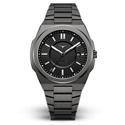 ZINVO Rival Gunmetal Quarz Stahl IP Schwarz Datum Silikon Saphir Herren Uhr von ZINVO