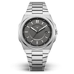 ZINVO Rival Silver Quarz Stahl Grau Datum Silber Silikon Saphir Herren Uhr von ZINVO